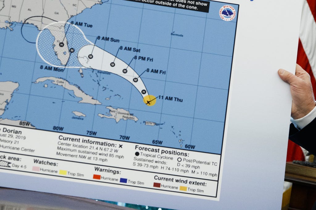 A hurricane "cone of uncertainty"