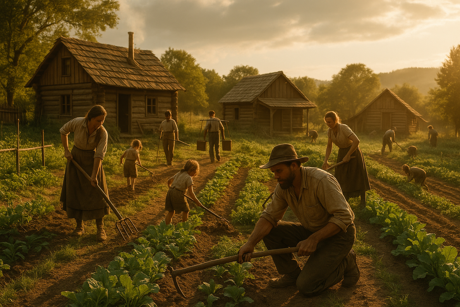 A human-scale community working together on a small farmstead