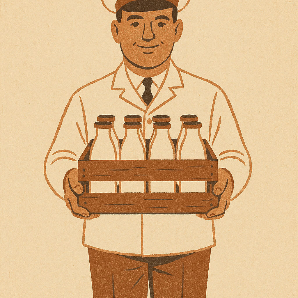 Milkman with glass bottles