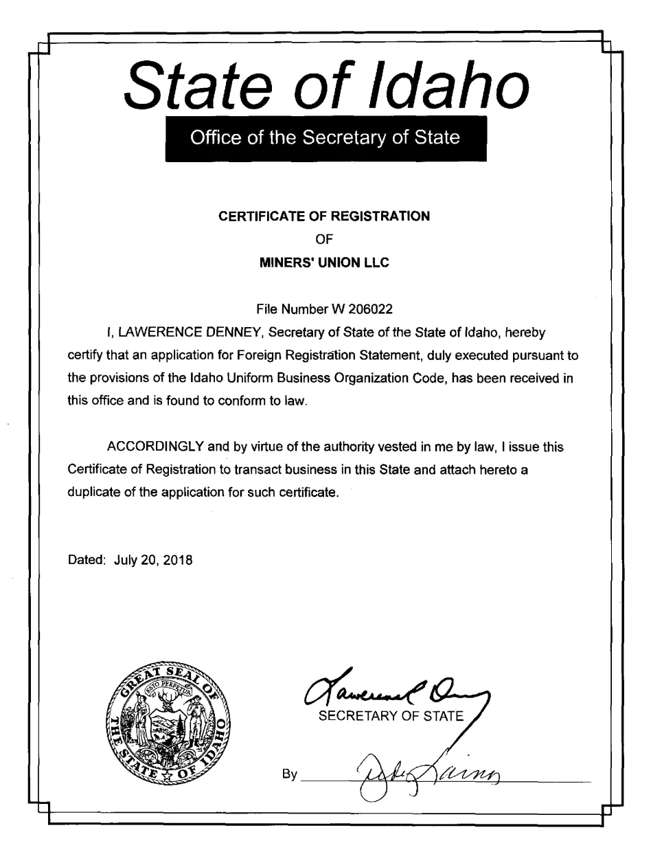 Idaho registration